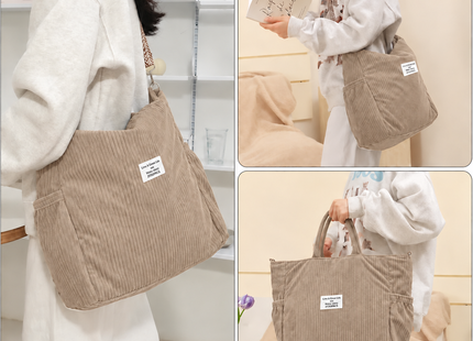 ZFZGFRCS Corduroy Hobo Bag Large Shoulder & Crossbody Bag – Brown
