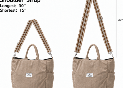 ZFZGFRCS Corduroy Hobo Bag Large Shoulder & Crossbody Bag – Brown