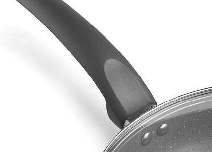 VonShef 28cm Marble Wok – Non-Stick Aluminium Stir Fry Wok with Glass Lid