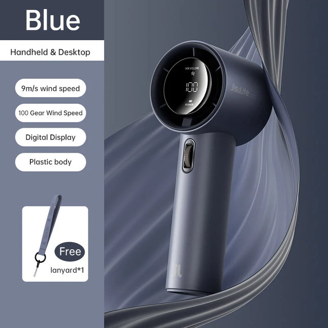 JISULIFE FA53 Handheld Fan 100-Speed 3600mAh Rechargeable – Blue