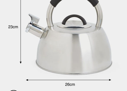 VonShef 2.5L Stainless Steel Whistling Stove Top Kettle – Silver