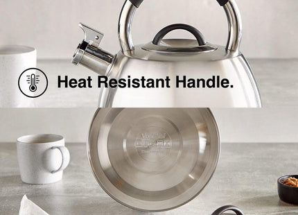 VonShef 2.5L Stainless Steel Whistling Stove Top Kettle – Silver