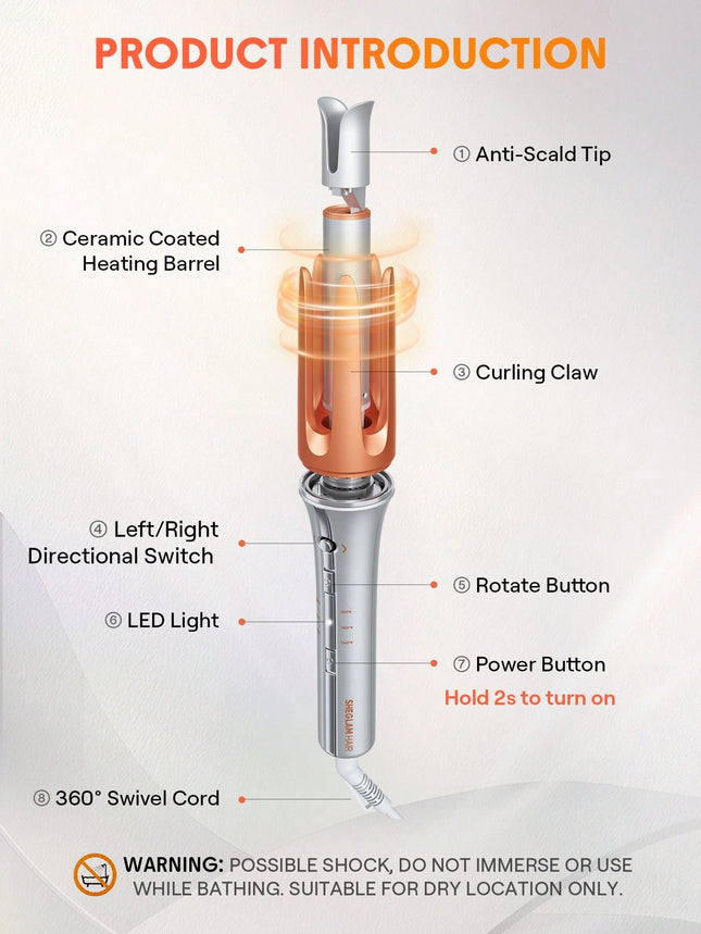 It-Curl One-Touch Instant Curler 32mm Automatic Ceramic Hair Curler with 3 Heat Settings