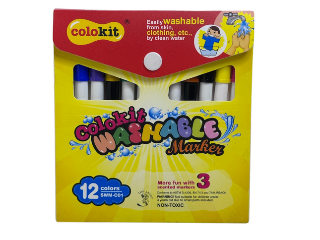 Colokit Washable Markers – 12 Colours with 3 Scented Markers (SWM-CO1)