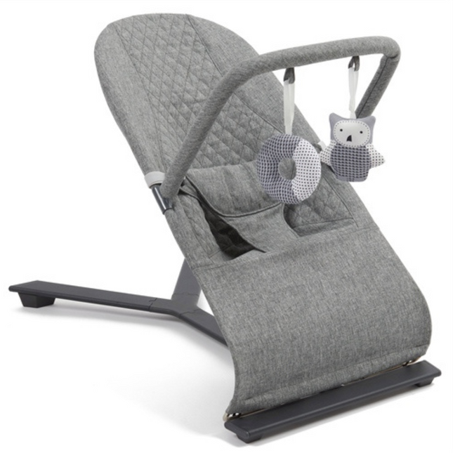 Babylo Gravity Baby Bouncer – 3-Position Recline, Foldable & Toy Bar, Grey
