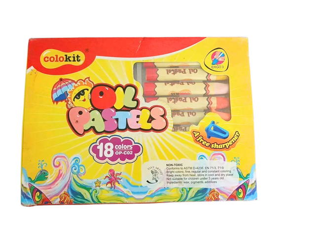 Colokit Oil Pastels – Set of 18 Colours with Sharpener