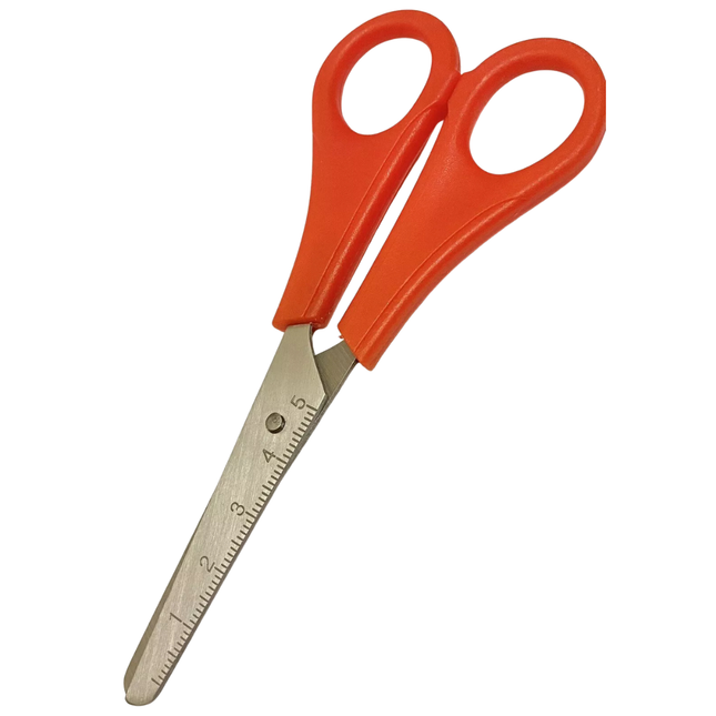 12 x School Scissors with 5cm Ruler Markings – Right-Handed Cutting Set for Kids