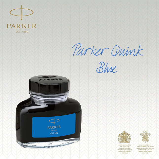 Parker QUINK Fountain Pen Ink Bottle – Washable Blue, 57ml Refill