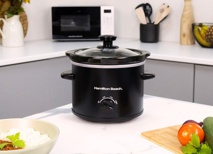 Hamilton Beach 1.8L Mini Slow Cooker, 90W Compact Cooker Black