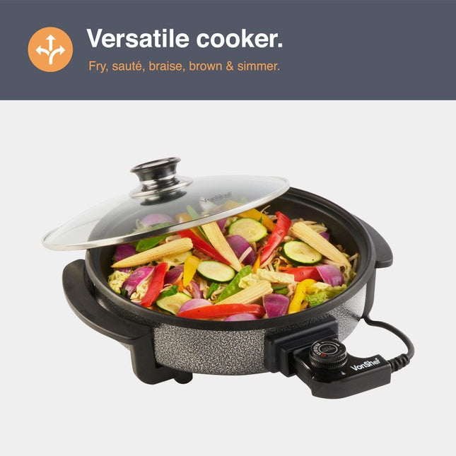 VonShef 30cm Electric Round Multi Cooker – Cool-Touch Handles – 1500W