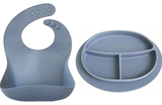 Silicone Baby Bib & Suction Plate Set – 2-Piece Set