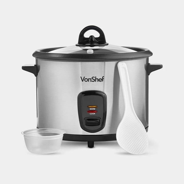 VonShef 1.8L Rice Cooker & Steamer, with Keep Warm Function 700W  – Silver
