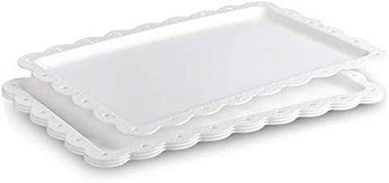 Artliving Plastic Serving Trays 4 Pack White 14 x 9 Inch Food Serving Platters