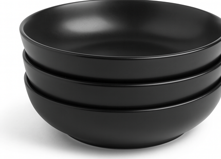 VonShef Matte Black Bowl Set – Set of 3 Stoneware Bowls - 22cm