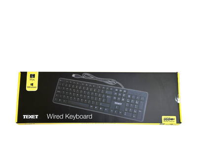 Texet Wired USB Keyboard – 105-Key, Plug & Play, Windows & Mac Compatible