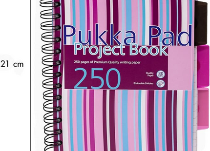 Pukka Pad A5 Project Notebooks – 3 Pack, 250 Pages, Dividers with Pockets