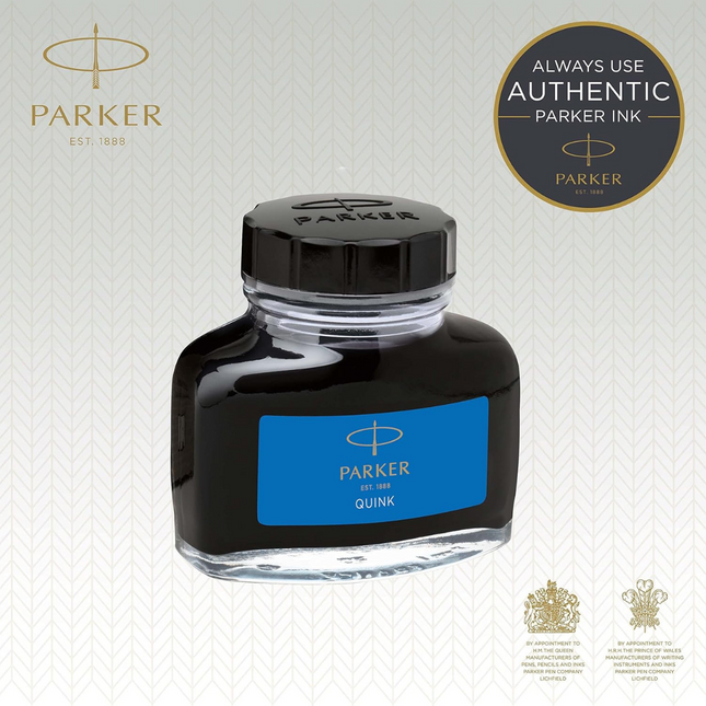 Parker QUINK Fountain Pen Ink Bottle – Washable Blue, 57ml Refill