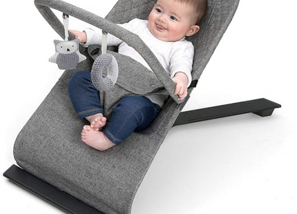 Babylo Gravity Baby Bouncer – 3-Position Recline, Foldable & Toy Bar, Grey