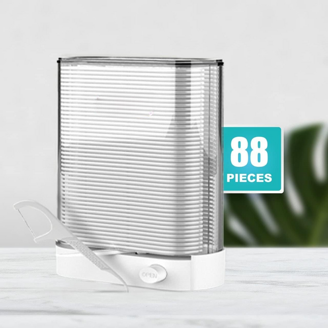ROROLL Dental Floss Pick Dispenser – 88 Pieces, Automatic Pop-Up, Hygienic Closed Storage, Portable & Refillable