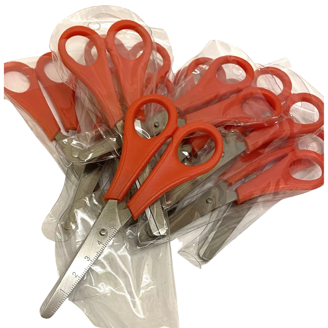 12 x School Scissors with 5cm Ruler Markings – Right-Handed Cutting Set for Kids