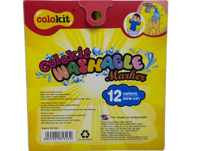 Colokit Washable Markers – 12 Colours with 3 Scented Markers (SWM-CO1)