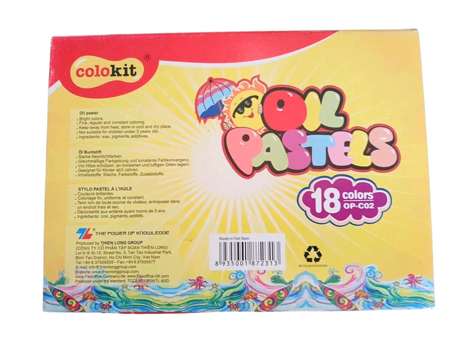 Colokit Oil Pastels – Set of 18 Colours with Sharpener