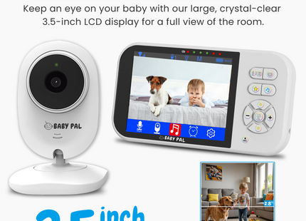BABY PAL Video Baby Monitor 3.5" LCD – No WiFi, 2600mAh Battery & 4-Camera Support
