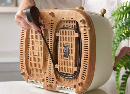VonShef Fika 4-Slice Toaster – Cream & Wood Effect, Wide Slots, 1500W