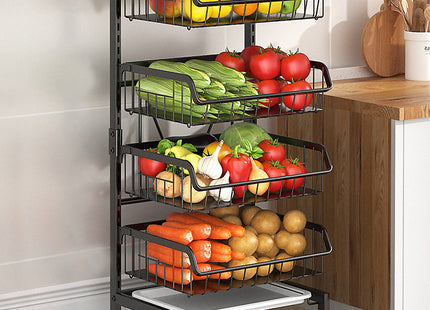 COVAODQ 4-Tier Rolling Kitchen Storage Trolley – Stackable Fruit & Vegetable Basket Cart
