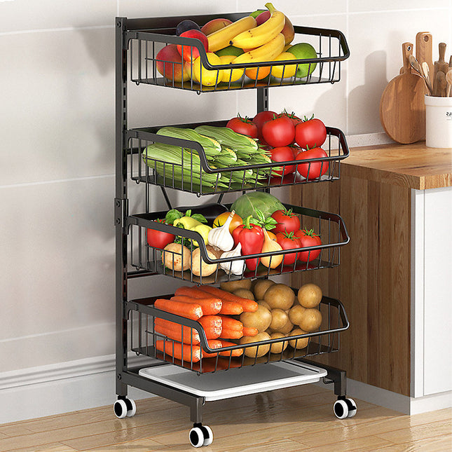 COVAODQ 4-Tier Rolling Kitchen Storage Trolley – Stackable Fruit & Vegetable Basket Cart