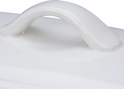 JSHKY Large Porcelain Ceramic Butter Dish for 500g British Butter – White