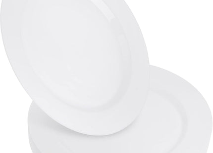 STACKABLES 16 Pack 10.25" Reusable Hard Plastic Dinner Plates – White