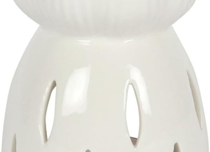 White Ceramic Lotus Flower Oil Burner – Aromatherapy Wax Melt Warmer