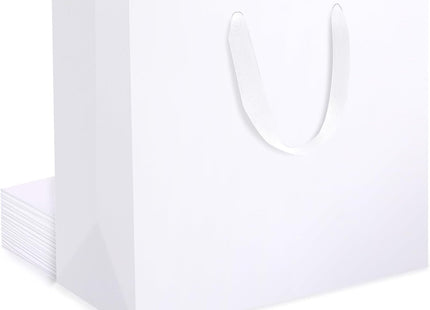 EUSOAR Large White Gift Bags with Fabric Handles, Gift Bags for Presents – 10 Pack