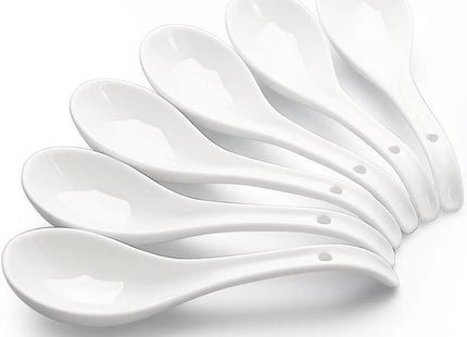 AOOSY Ceramic Asian Soup Spoons – Set of 6
