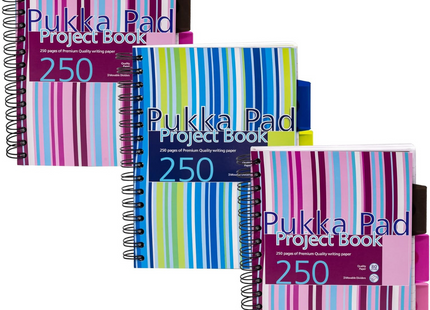 Pukka Pad A5 Project Notebooks – 3 Pack, 250 Pages, Dividers with Pockets