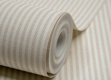 Grandeco Pinstripe Nursery Textured Wallpaper 10m x 53cm – Natural Beige, LL-03-10-0