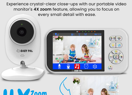 BABY PAL Video Baby Monitor 3.5" LCD – No WiFi, 2600mAh Battery & 4-Camera Support