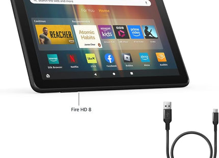 Amazon Fire HD 8 Tablet 32GB 3GB RAM 8" HD Display Black (2024, With Ads)