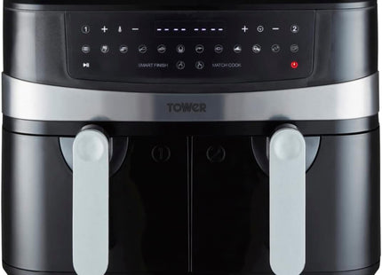 Tower T17088 Vortx 9L Dual Basket Air Fryer with Smart Finish & Match Cook – 2600W Black