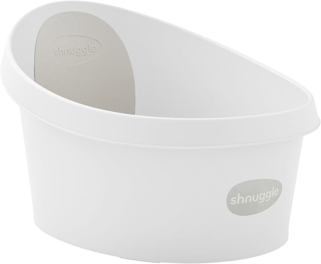 Shnuggle Toddler Bath Tub White & Light Grey, Spacious Non-Slip Bath with Foam Backrest