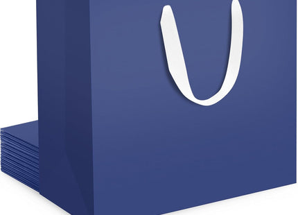 EUSOAR Large Dark Blue Gift Bags with Fabric Handles for Presents – 10 Pack