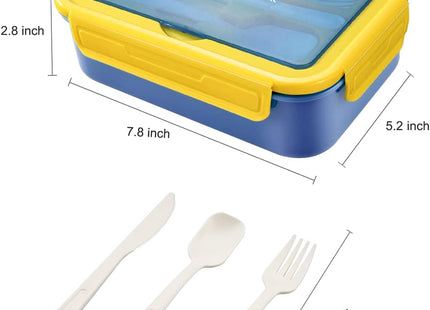 BIBURY 1.4L 3 Compartment Leakproof Bento Lunch Box – Yellow Blue