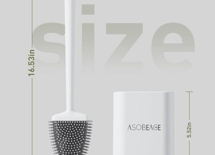 ASOBEAGE Silicone Toilet Brush with Quick-Dry Holder, Flexible Head – White