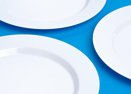 STACKABLES 16 Pack 10.25" Reusable Hard Plastic Dinner Plates – White