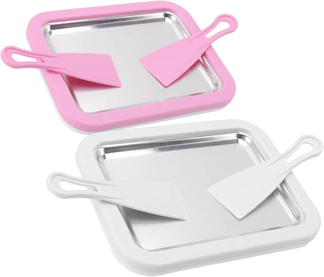 TOPINCN Ice Cream Roller Plate – with Stainless Steel Pan & Plastic Shovels