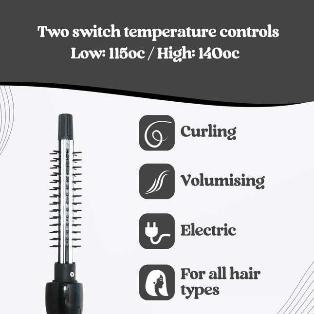 Hair Tools 13mm Heated Round Brush 2 Temperature Curl & Volume Styler