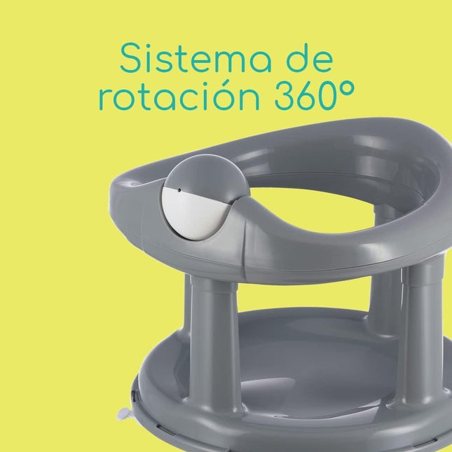 Bebeconfort 360° Swivel Bath Seat – Grey (6–12 Months) Child Bath Support Seat
