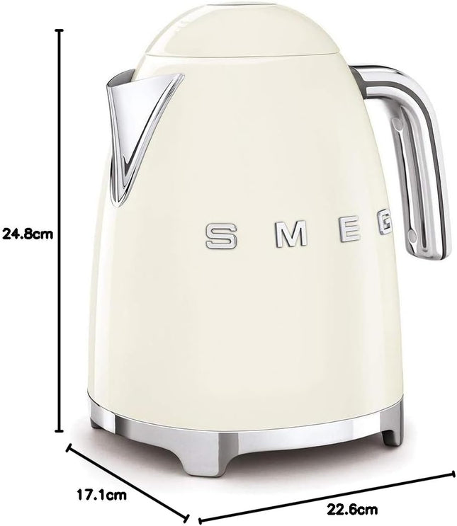 Smeg KLF03CRUK 1.7L Retro Style Electric Kettle with 360° Swivel Base – Cream