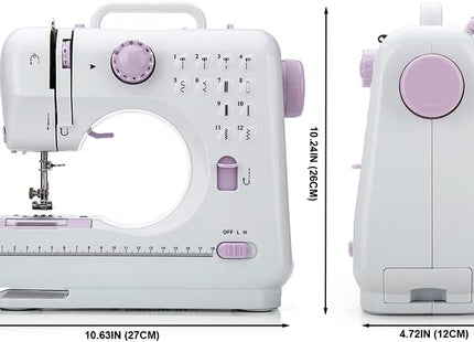 Astrowinter Mini Sewing Machine 12 Stitch Patterns & Extension Table – White